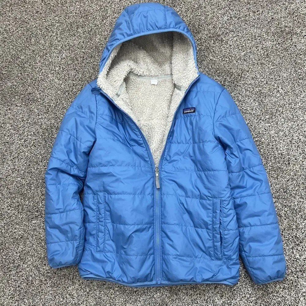 Patagonia Reversible Ready Freddy Insulated Hoody Kids XL 14 Blue Jacket Winter
